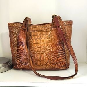 Vintage Brahmin Brown/Tan Crocodile leather Tote Bag